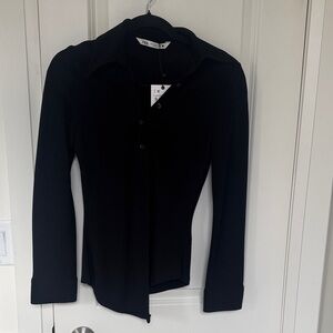 Zara Elegant Black Button-Up Blouse